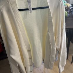 Alo White Cardigan/Sweater