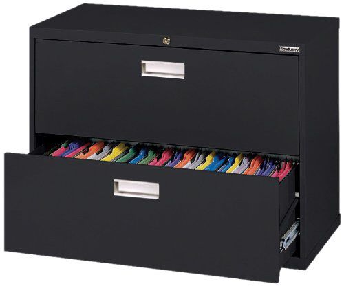 Sandusky 600 Lateral File Steel 2 Drawer Cabinet, 36” W x 28-3/8 “ H x 19/12” D, Black