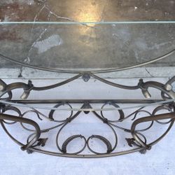 Elegant Glass Top Console Side Table 