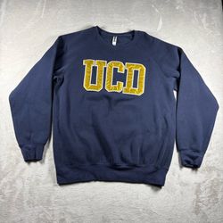 Y2K University of California Davis UCD Men's M Blue Sweater Crewneck #1616