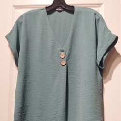 NEW TEAL BLUE COLOR BLOUSE  ( SIZE XLARGE )