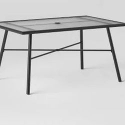 Glass Rectangle 6 Person Outdoor Patio Dining Table Black -Room Essentials