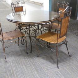 Antique Brass And Wooden Table