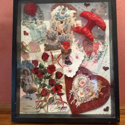 Antique Victorian Valentines Shadow Box
