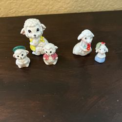 Miniature Ceramic Sheep Family