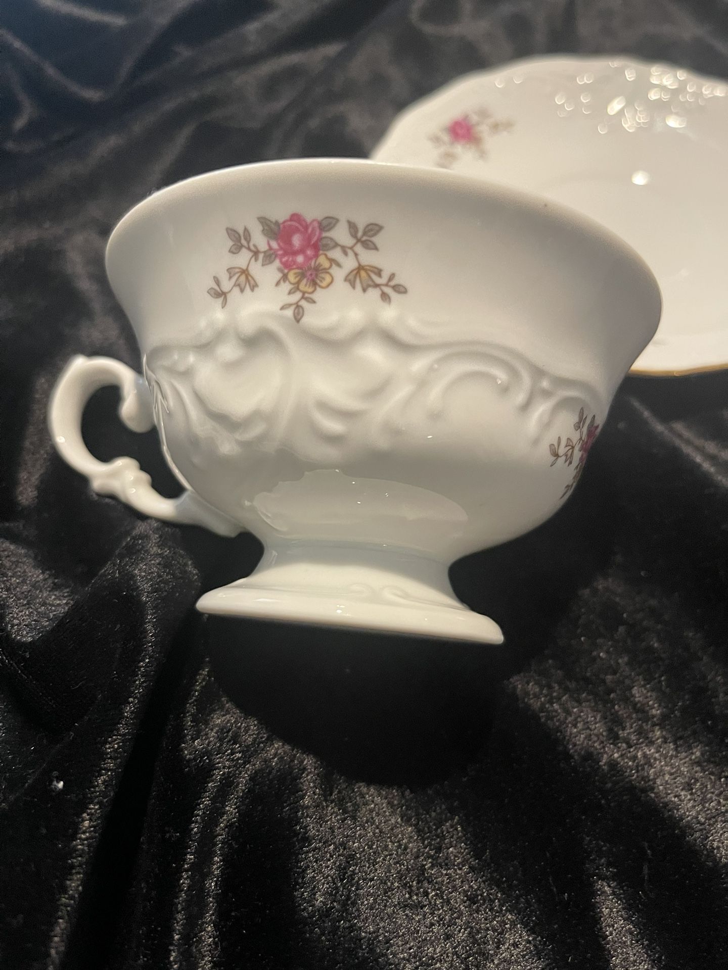 Walbrzych China Made In Poland Cup & Saucer Gold Trimmed