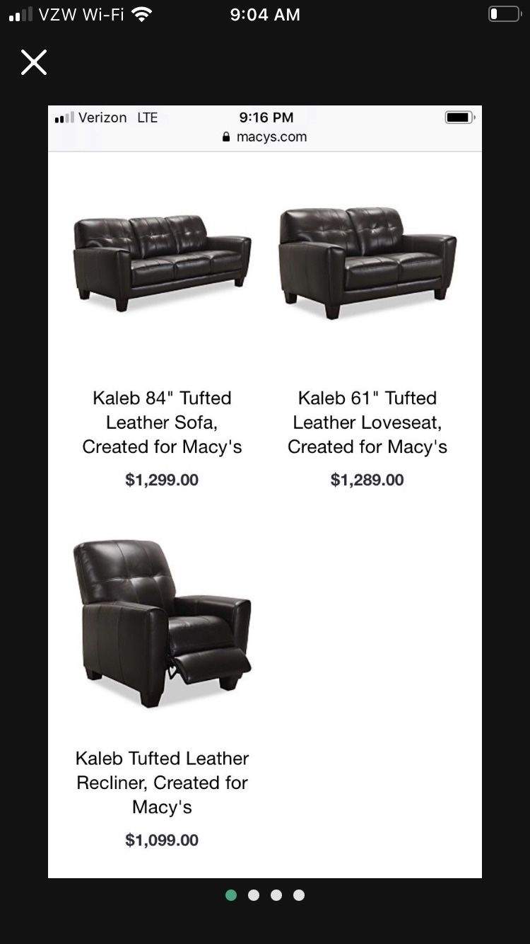 Kaleb Blind Tufted Navy Leather Sofa Set for Sale! 