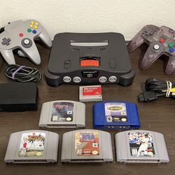 N64 Atomic Purple Set W/Expansion Pak Video Game Bundle 