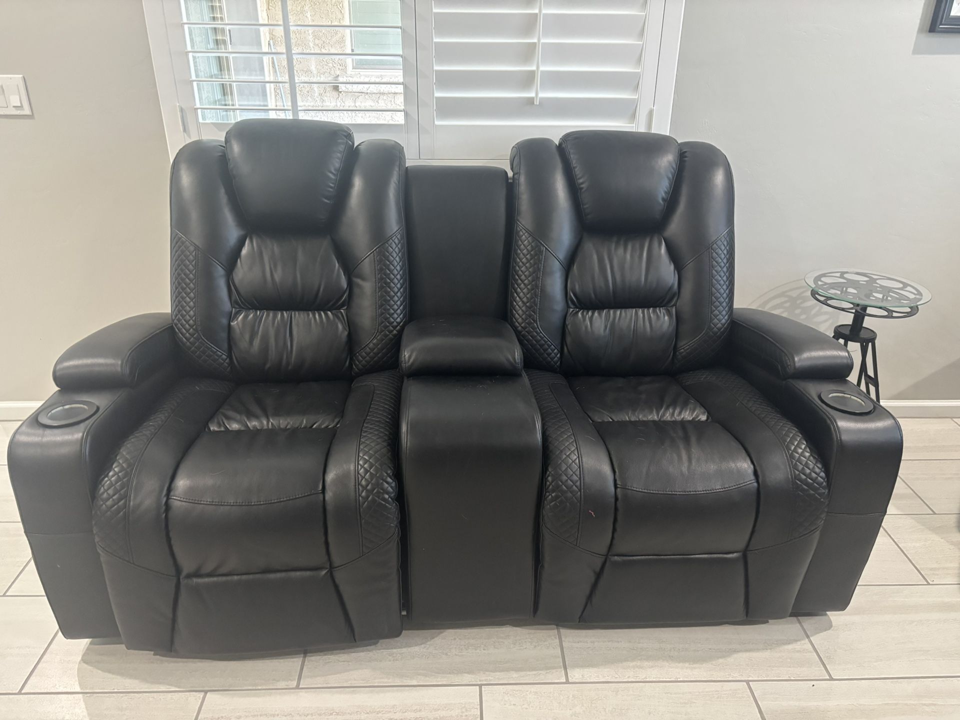 Movie Theater Reclining Love Seat And Recliner (power With Lights)