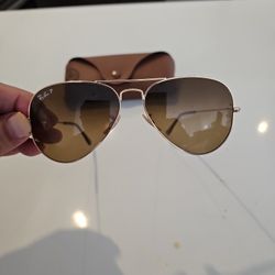 Ray-Ban Aviator RB3025 Gold / Brown Gradient Polarized Sunglasses + Case (58mm)