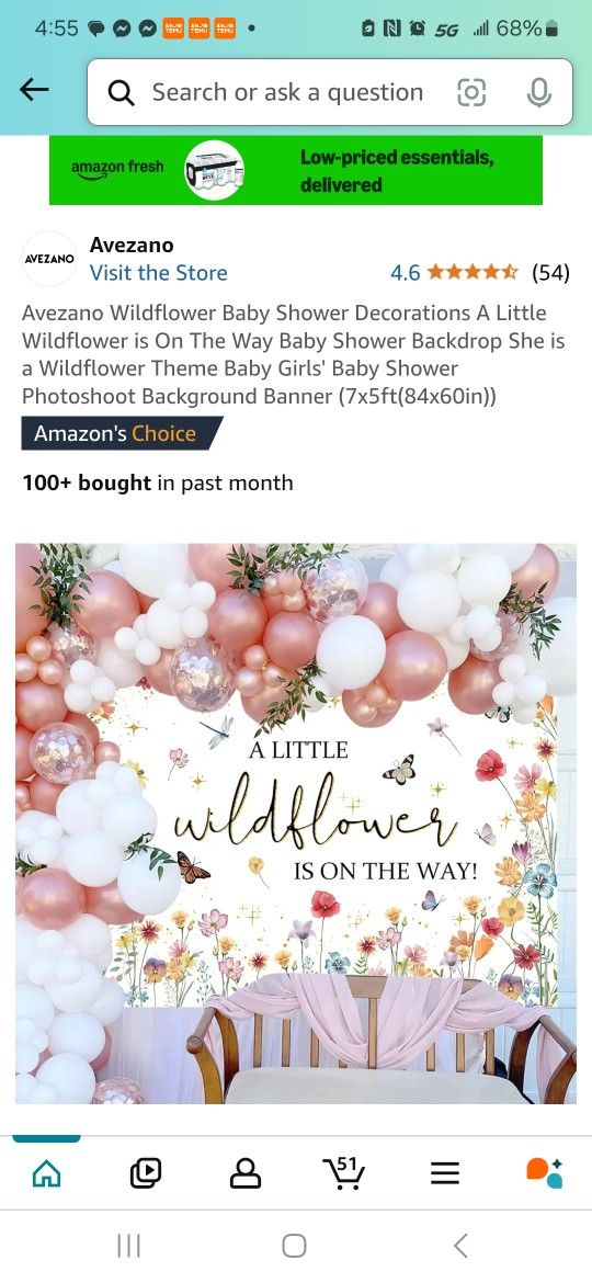 Wild Flower Baby Shower Decorations Includes: Banner and 4 cardboard Blocks Letters BABY