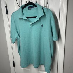 Ralph Lauren Polo Shirt Mens Large Green Blue Pony Rugby Casual Preppy