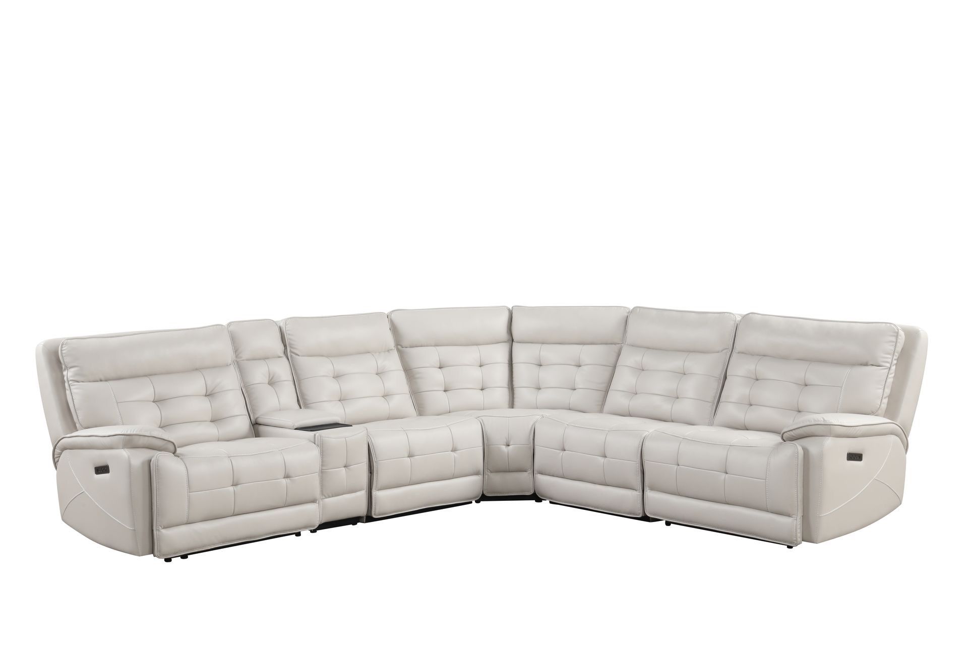 Modern Ice Leather Power Reclining Sectional Sofa with LED, & USB Ports