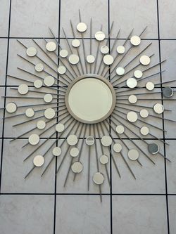 Sunburst Wall Mirror with Metal Rays