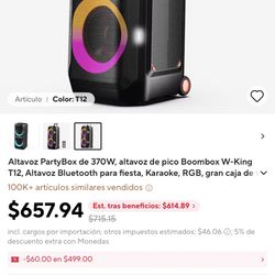 Speaker W-KING T12 Tragbare Bluetooth-sprecher-Box con sonido MAX Pro de 370W, Lichtshow, CSB, Bass Boost,