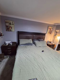 King Bed Frame with Upholstered Headboard