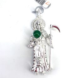 925 Sterling Silver CZ Santa Muerte Pendant 19.20g 203525/2