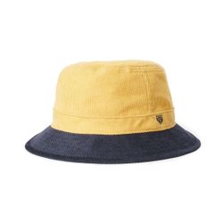 BRIXTON CORDUROY BUCKET HAT NAVY BLUE GOLD MUSTARD YELLOW S SMALL