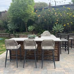 PURPLE LEAF 2 Pieces Bar Stools Patio Modern Rattan Barstools Aluminum Woven Tall Bar Chairs with Cushions for Outdoor Kitchen Island Garden