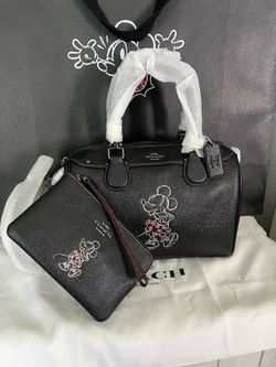 Disney X Coach Minnie Mouse Mini Bennett Satchel With Matching Wristlet
