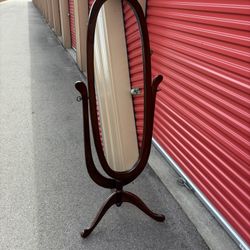 Floor Wooden Mirror With 3-legs