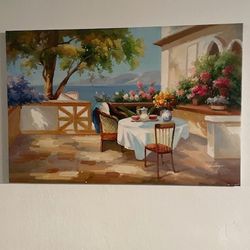 Wall Painting Ocean Side Villa Scene 36” X 24”