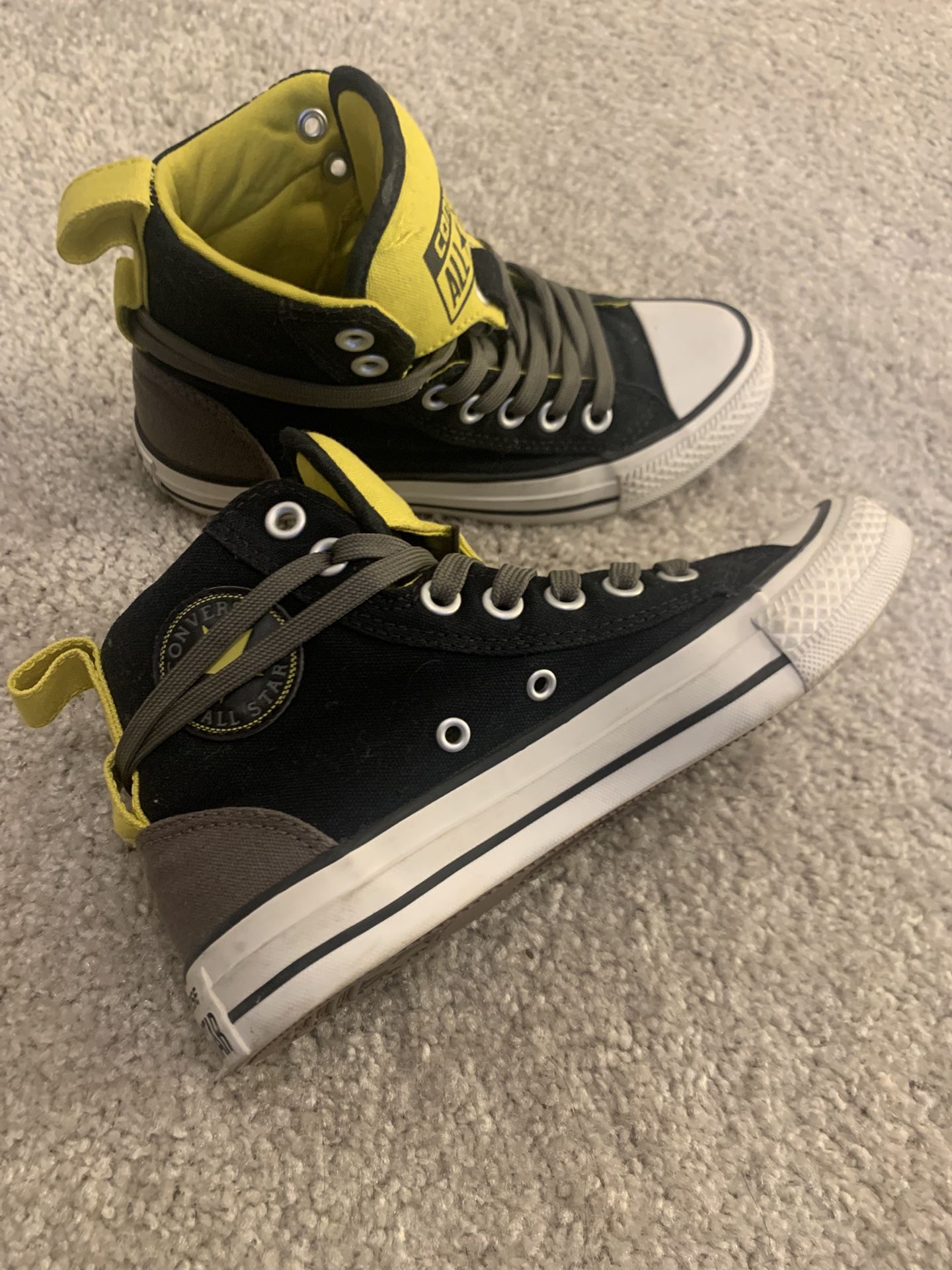 Converse Stuffed High Tops - Yellow, Black, Grey - w Size 5.5 m size 3.5