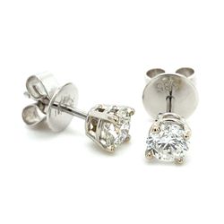 14k White Gold Diamond Stud Earrings .75ctw H SI1 I-433