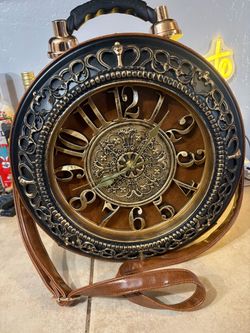 Vintage Clock Face Crossbody Handbag