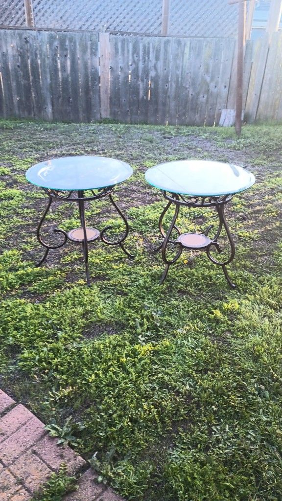 2 Glass End Tables Sold As A Pair