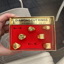Men's Diamond Cut 22k Overlay Box of Rings