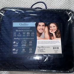 Quility Weighted Blanket—25 LB King Size 86"x92" NEW (navy blue & gray)