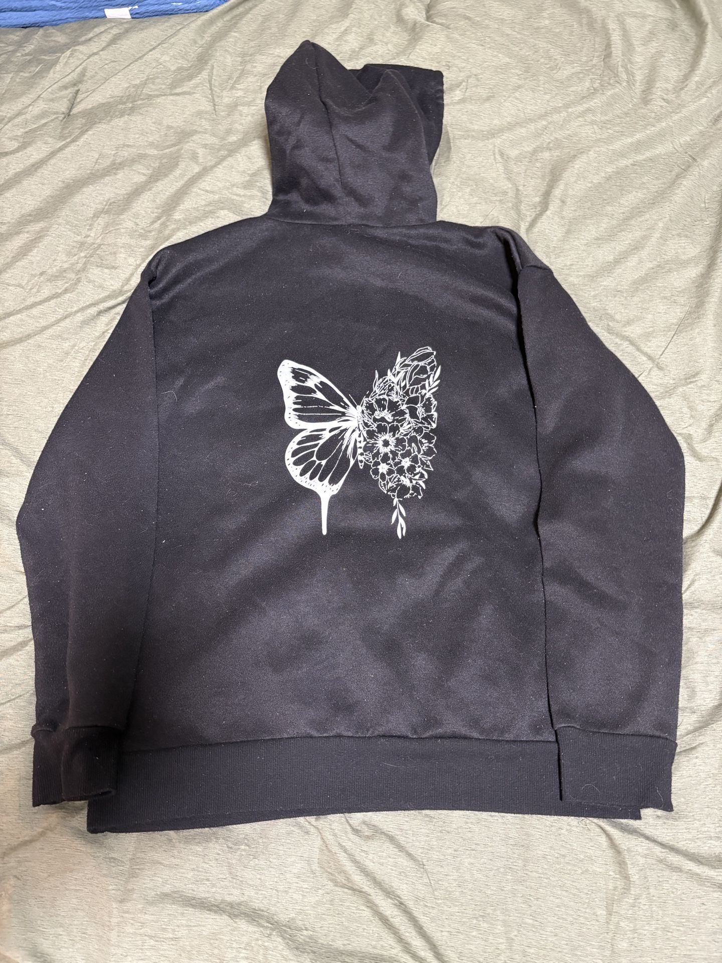Black Flower Butterfly Hoodie