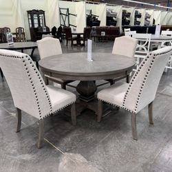 54” ROUND FORMAL DINING TABLE WITH CHAIRS 