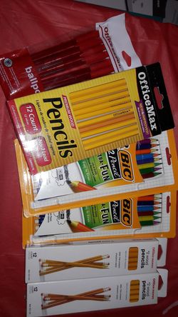 NEW school supplies. Pencils, Red pens, color pencils. All for $7