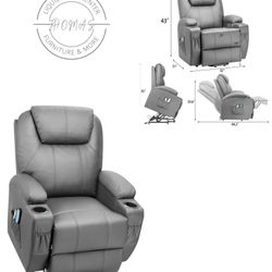 Electric Lift Recliner Double Cup Holders With Massager And Heat 