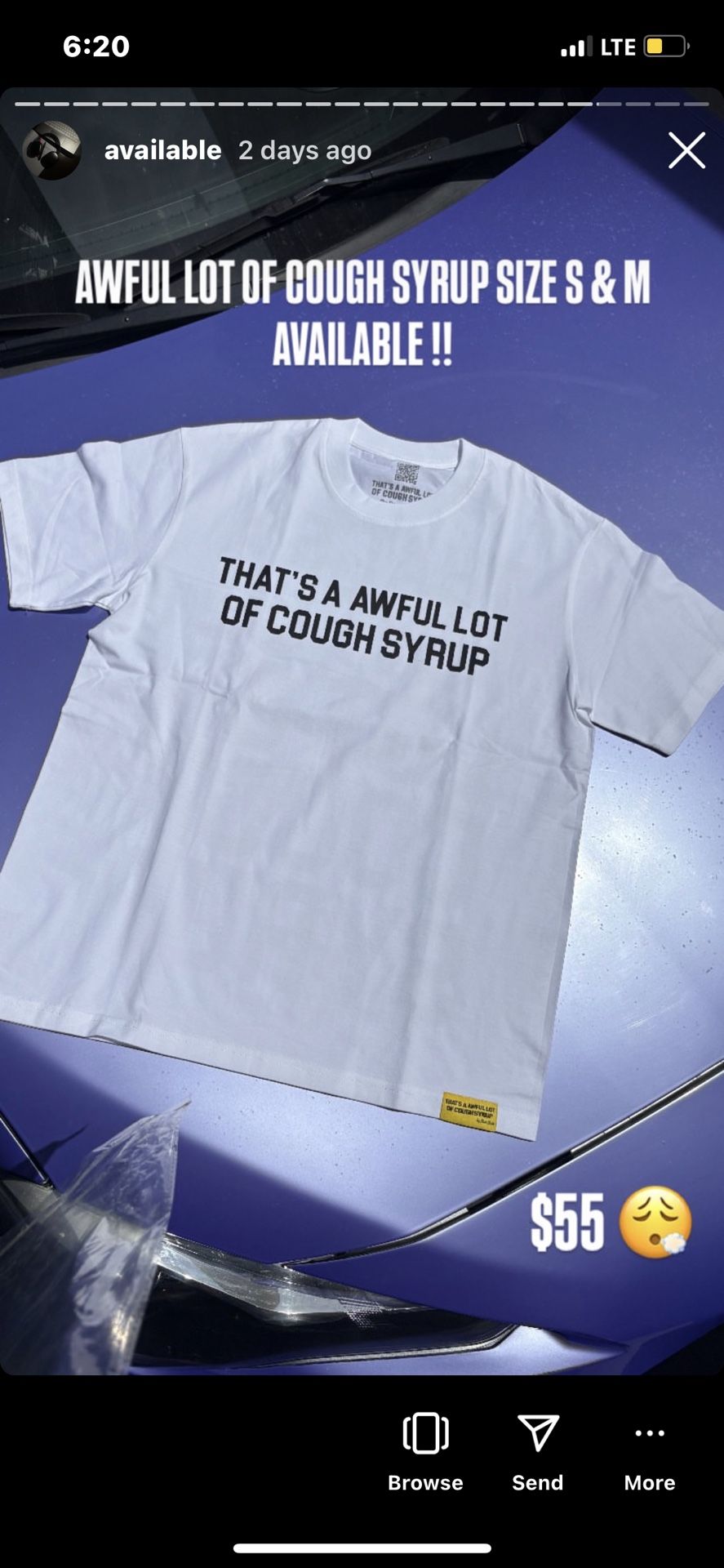 White Awful Lotof Cough Syrup Tee (Cotton)