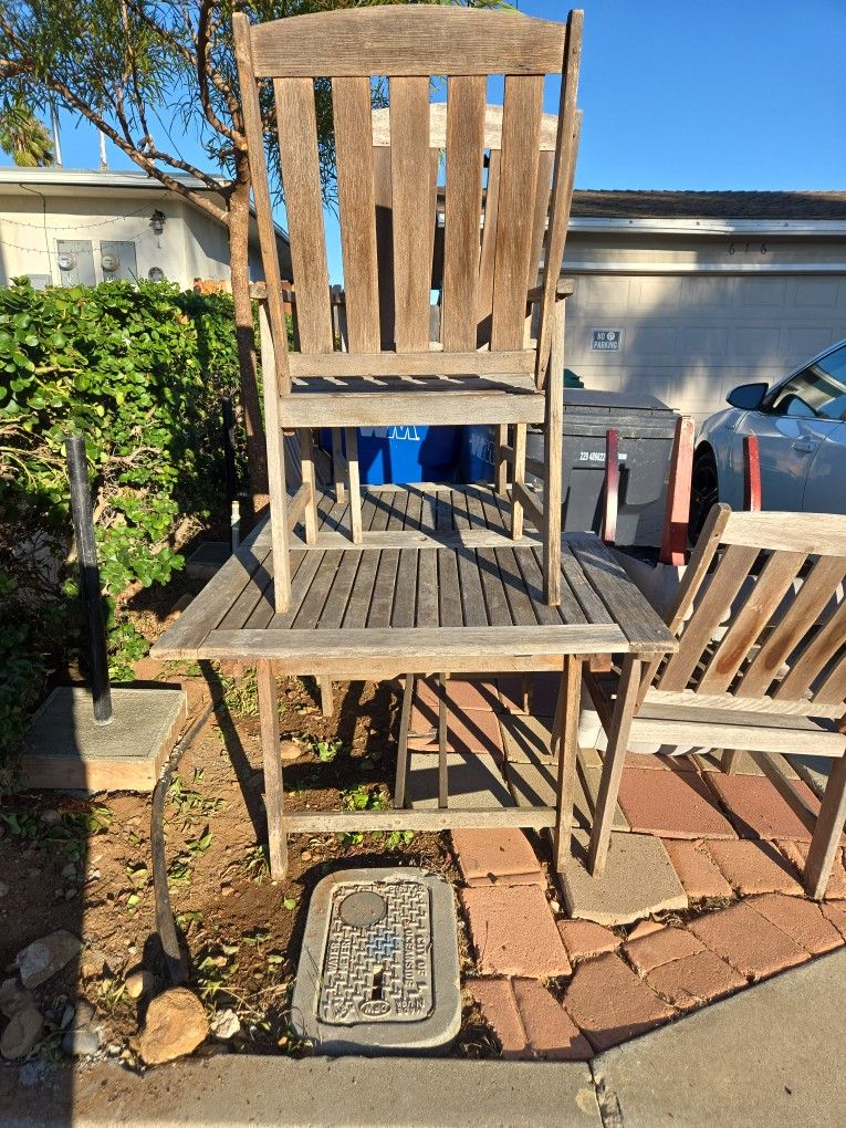 Wood Teakwood Table And Chairs Need Work