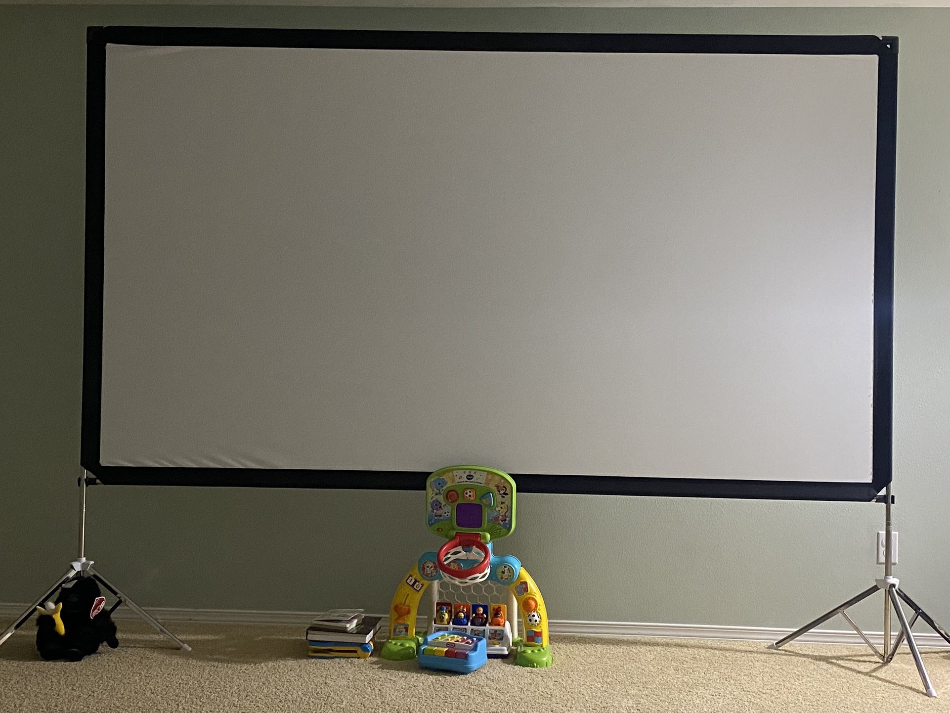 Indoor/Outdoor Theater Projection Screen, Detachable Legs, White, 