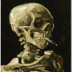 Smoking Skull Canvas Poster