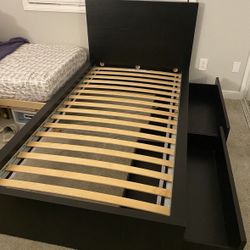 IKEA Malm Twin Bed Frame With Storage Drawers 