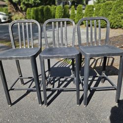 3 Metal Bar Height Chairs