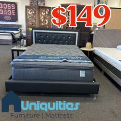 Queen Platform Bed Frame  - White Or Black Color Available 