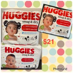 Huggies Diapers Size 4 & 3