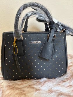 Bebe Black Studded Satchel Handbag