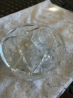 Hobstar Pinwheel  cut crystal bowl.  Chino, ca