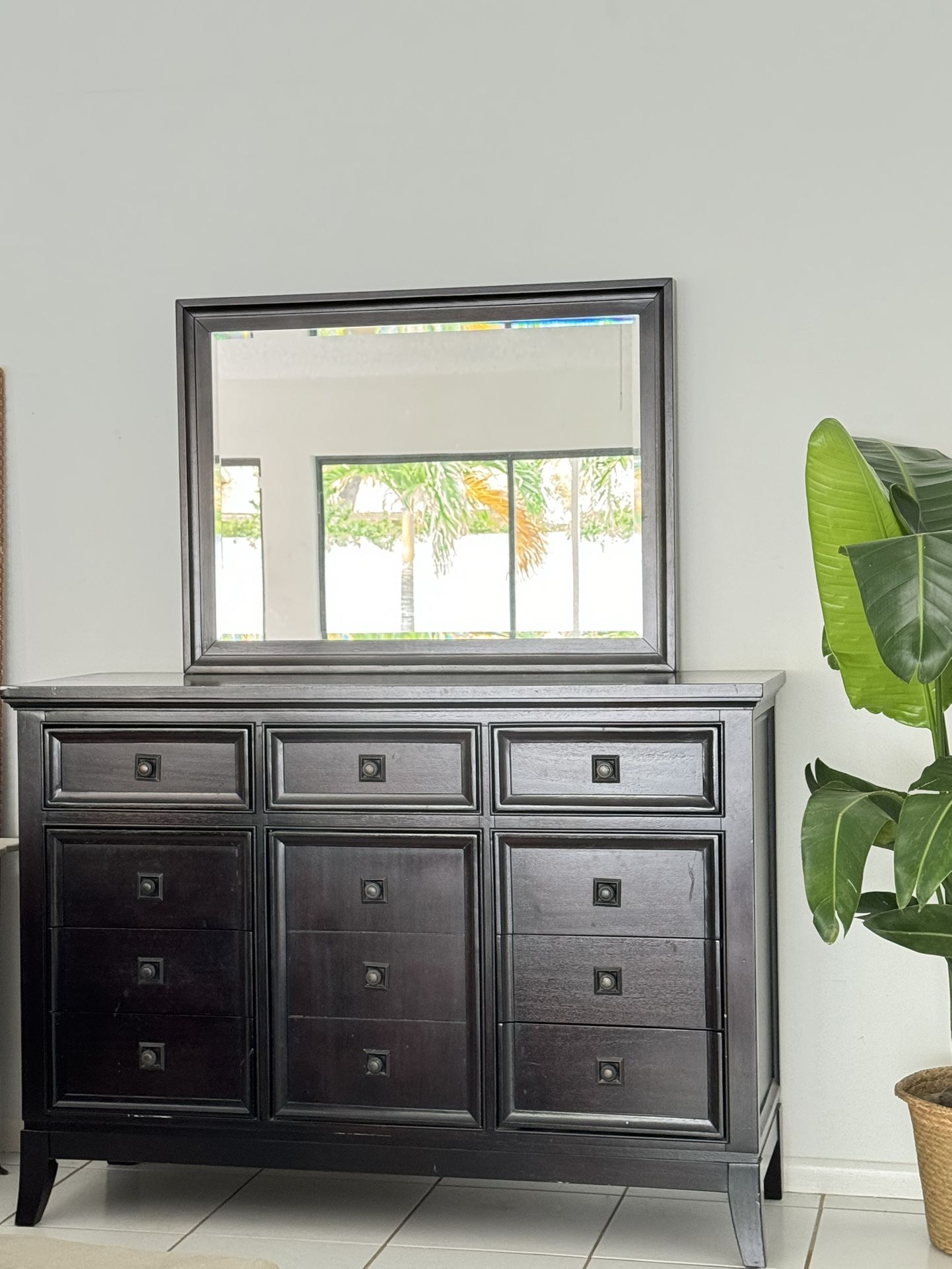 Dark Espresso Wood Dresser And Matching Side Table Nightstand