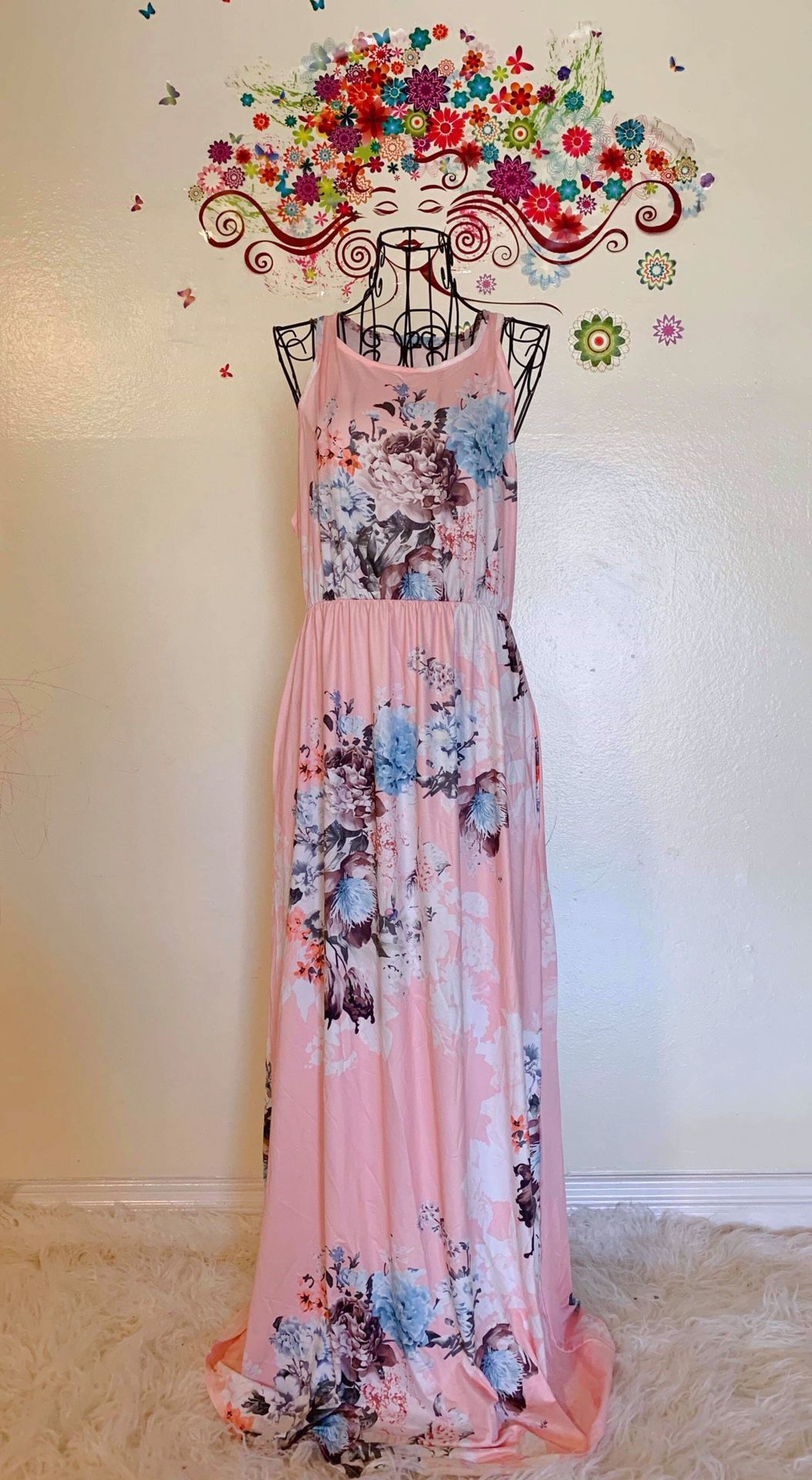 Very Comfortable Floral Blush Maxi Dress