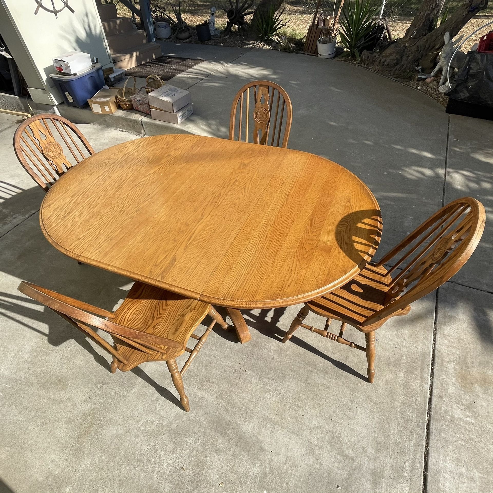Wood Table with Leaf and 4 Chairs