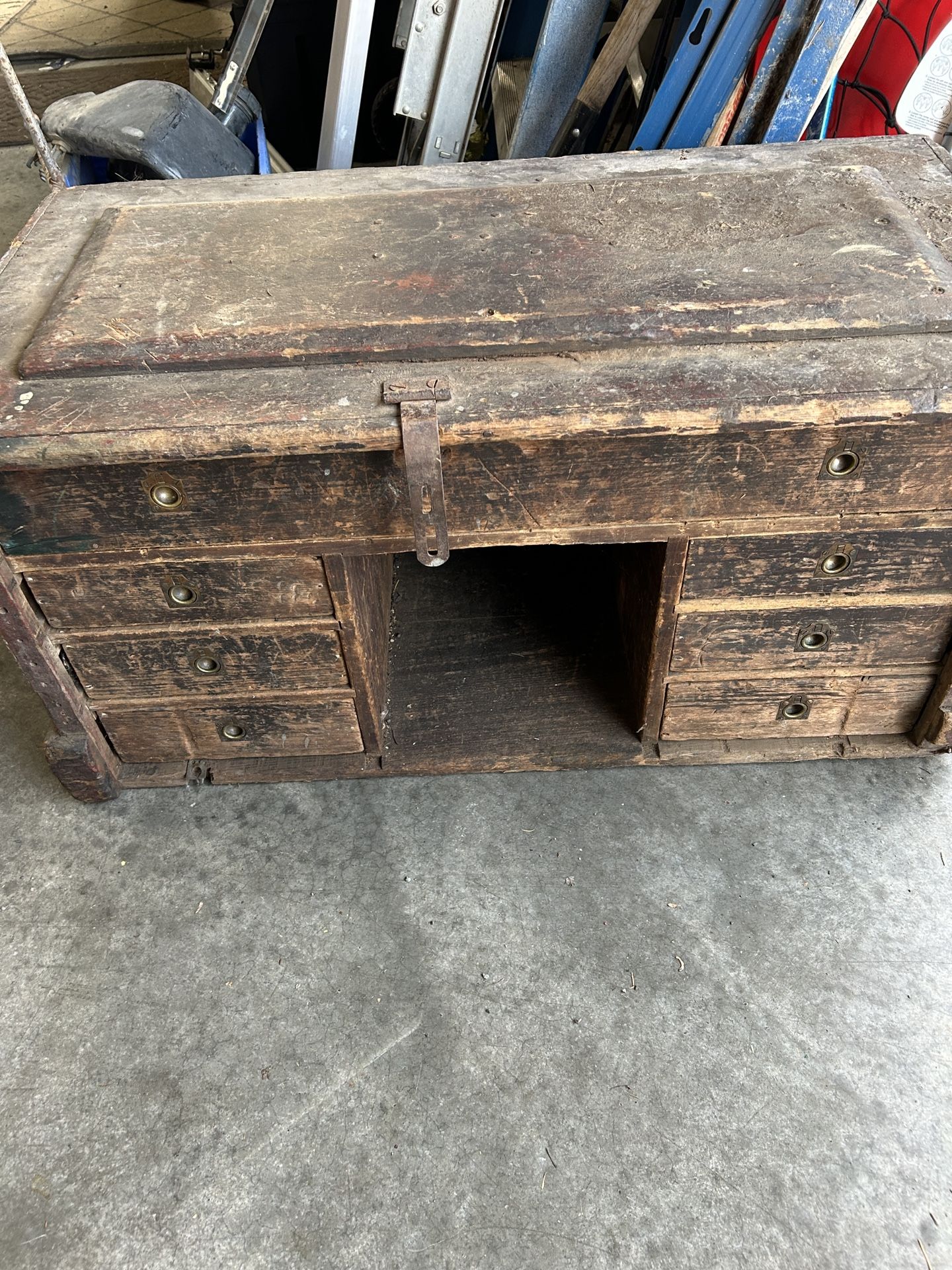 Old Vintage Hand Made Wood Workers Chest